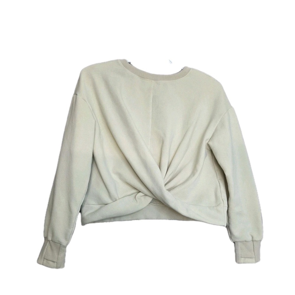 Athleta Girl Cropped Sweatshirt Girls L/12 Cream‎ Pullover Twist Front Stretch